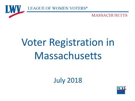 Voter Registration in Massachusetts July 2018