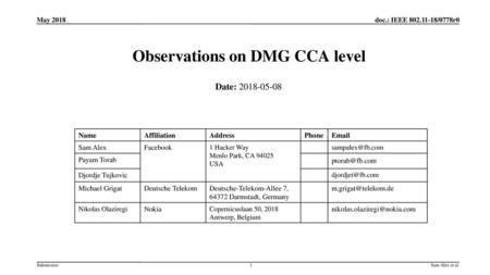 Observations on DMG CCA level