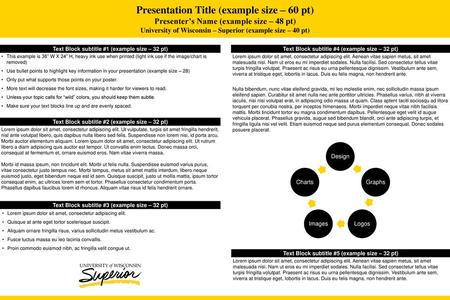 Presentation Title (example size – 60 pt) Presenter’s Name (example size – 48 pt) University of Wisconsin – Superior (example size – 40 pt) Text Block.