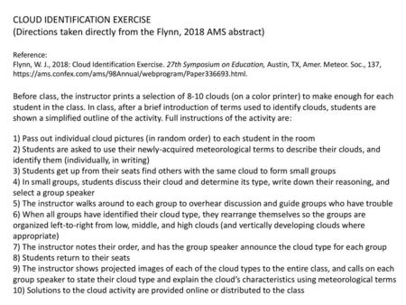 CLOUD IDENTIFICATION EXERCISE