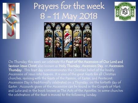 Prayers for the week May 2018