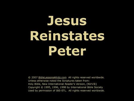 Jesus Reinstates Peter