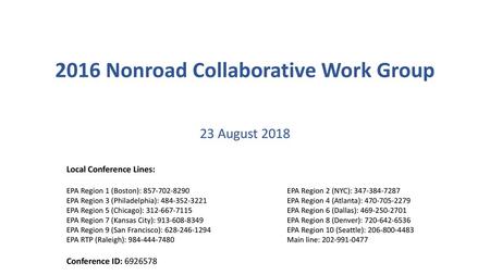 2016 Nonroad Collaborative Work Group