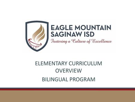 ELEMENTARY CURRICULUM OVERVIEW BILINGUAL PROGRAM