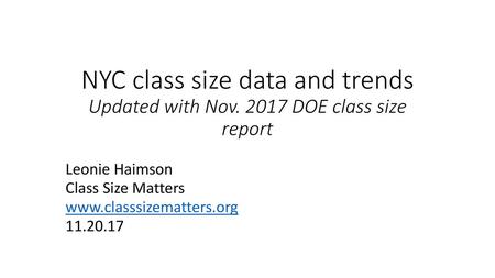 Leonie Haimson Class Size Matters