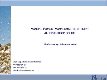 MANUAL PRIVIND MANAGEMENTUL INTEGRAT AL DESEURILOR SOLIDE