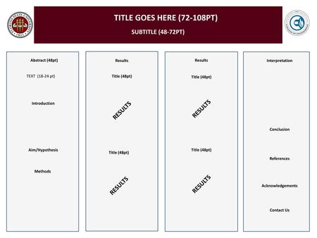 Title goes here (72-108pt) Subtitle (48-72pt) RESULTS RESULTS RESULTS