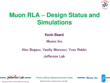 Muon RLA - Design Status and Simulations