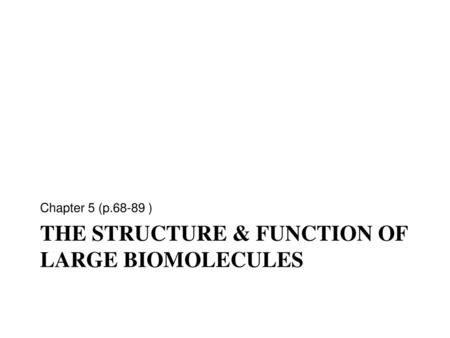 THE STRUCTURE & FUNCTION of large biomolecules