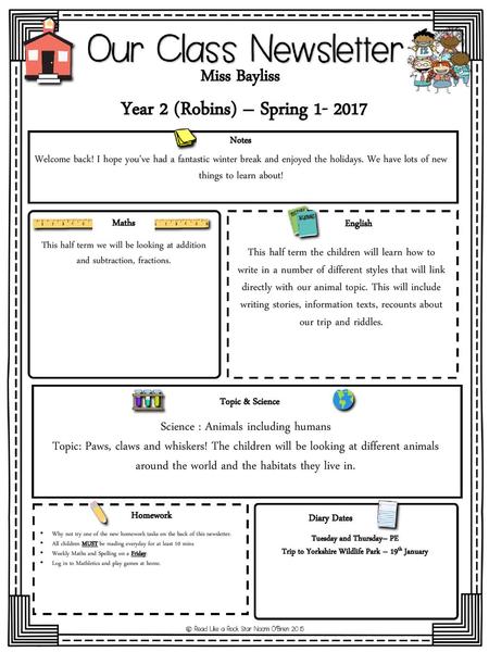 Miss Bayliss Year 2 (Robins) – Spring Notes