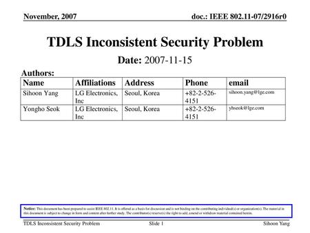 TDLS Inconsistent Security Problem