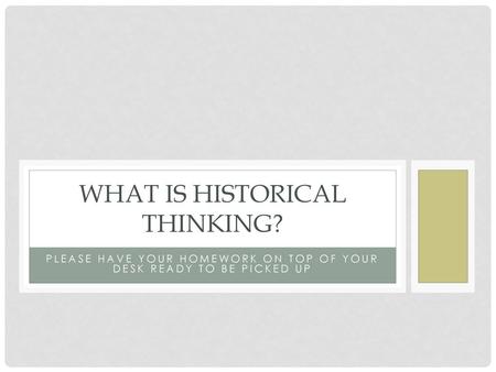 What is Historical Thinking?