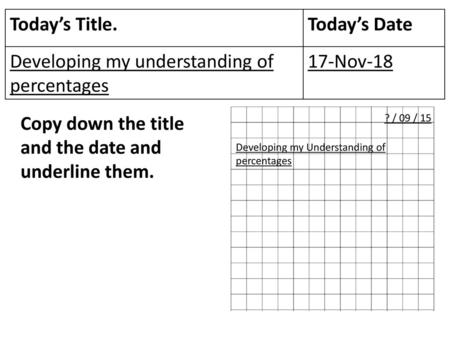 Developing my understanding of percentages 17-Nov-18