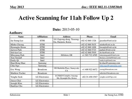 Active Scanning for 11ah Follow Up 2