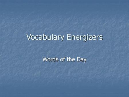 Vocabulary Energizers