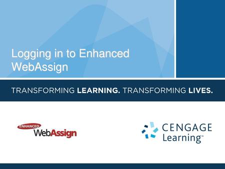 Logging in to Enhanced WebAssign