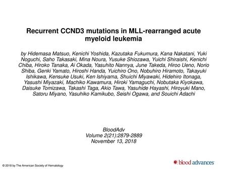 Recurrent CCND3 mutations in MLL-rearranged acute myeloid leukemia