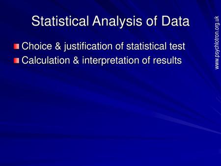 Statistical Analysis of Data