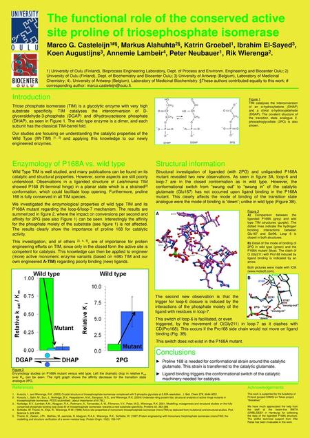 The functional role of the conserved active site proline of triosephosphate isomerase Marco G. Casteleijn1#§, Markus Alahuhta2§, Katrin Groebel1, Ibrahim.