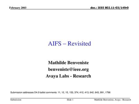 AIFS – Revisited Mathilde Benveniste