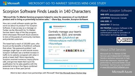 MICROSOFT Go-To-Market SERVICES MINI-Case Study