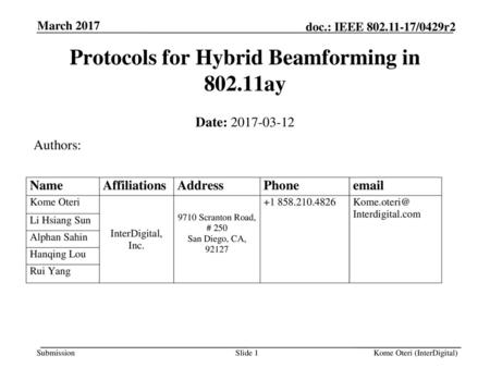 Protocols for Hybrid Beamforming in ay