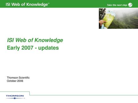 ISI Web of Knowledge Early updates