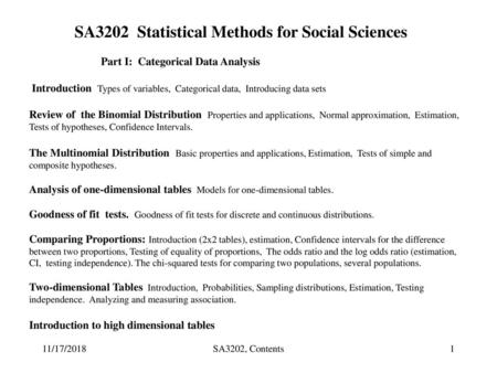 SA3202 Statistical Methods for Social Sciences