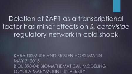 Deletion of ZAP1 as a transcriptional factor has minor effects on S