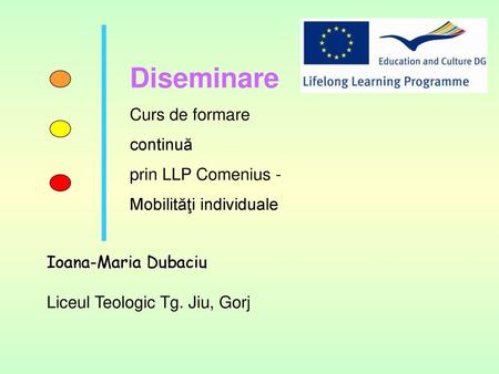 Diseminare Curs de formare continuă prin LLP Comenius -