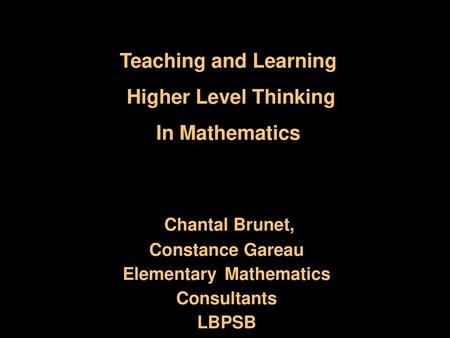 Elementary Mathematics Consultants