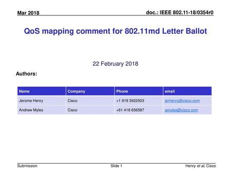 QoS mapping comment for md Letter Ballot