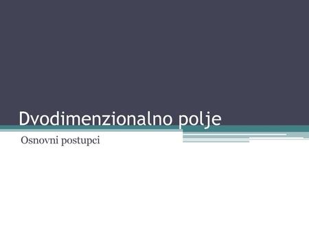 Dvodimenzionalno polje