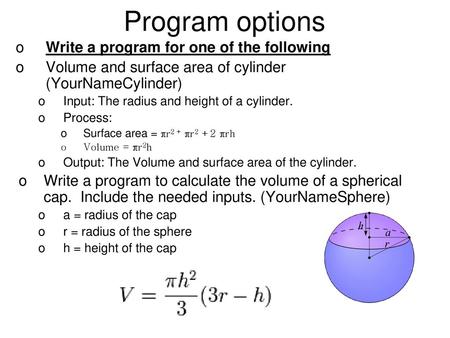 Program options Write a program for one of the following