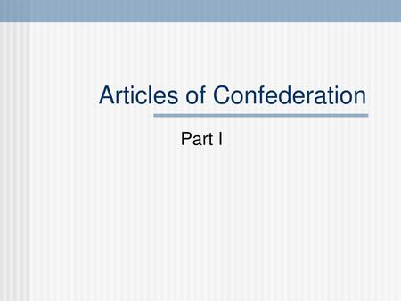 Articles of Confederation