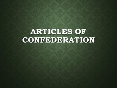 Articles of Confederation