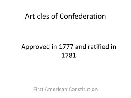 Articles of Confederation