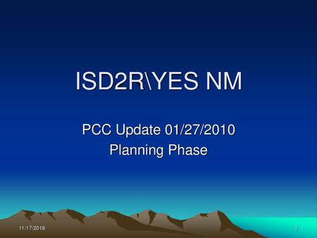 PCC Update 01/27/2010 Planning Phase