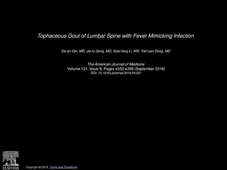 Tophaceous Gout of Lumbar Spine with Fever Mimicking Infection