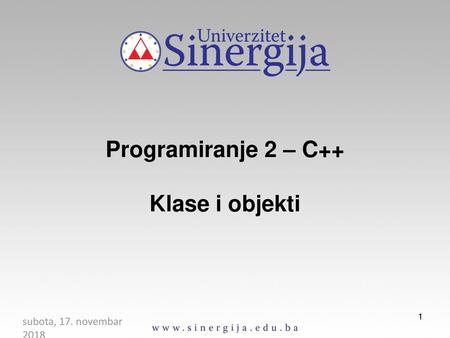 Programiranje 2 – C++ Klase i objekti