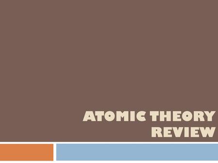 ATOMIC THEORY REVIEW.