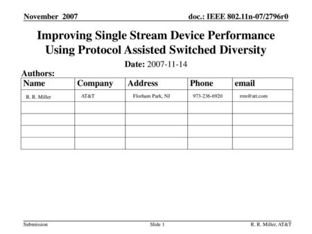 Month Year doc.: IEEE yy/xxxxr0 November  2007