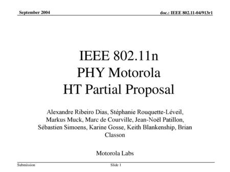 IEEE n PHY Motorola HT Partial Proposal