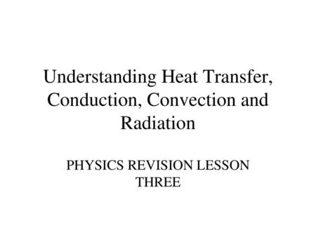 Understanding Heat Transfer, Conduction, Convection and Radiation