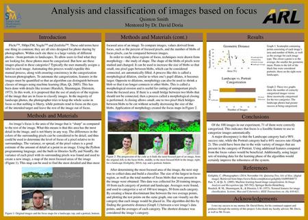 Analysis and classification of images based on focus