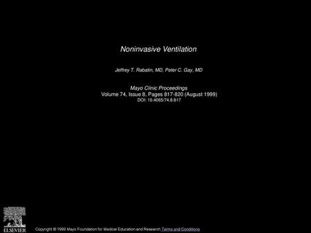 Noninvasive Ventilation