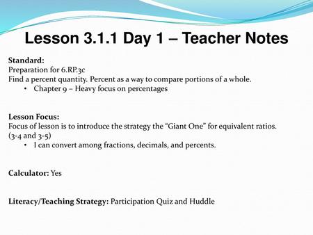 Lesson Day 1 – Teacher Notes