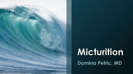 Micturition Domina Petric, MD.