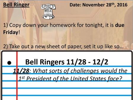 Bell Ringer Date: November 28th, 2016