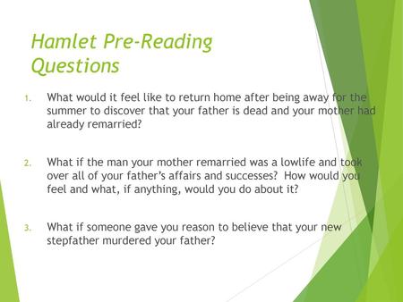 Hamlet Pre-Reading Questions